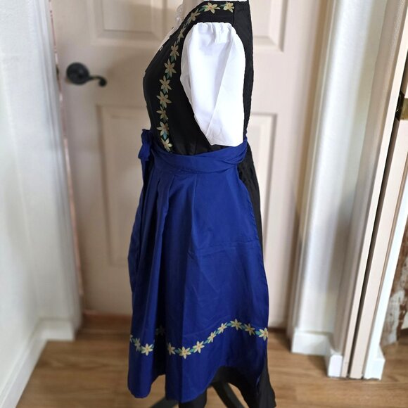Bavarian Costume Dress with Apron - Embroidered - Short Sleeves - Size Large - Picture 4 of 5